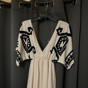 Sage Black and White Geometric Maxi Dress